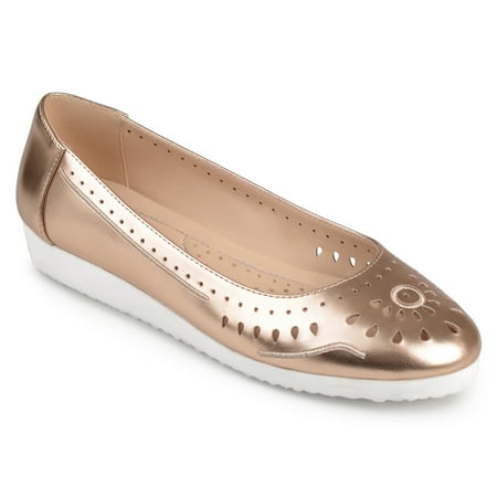 Brinley Co. Women's Faux Leather Laser-cut Comfort-sole Embroidered Lightweight