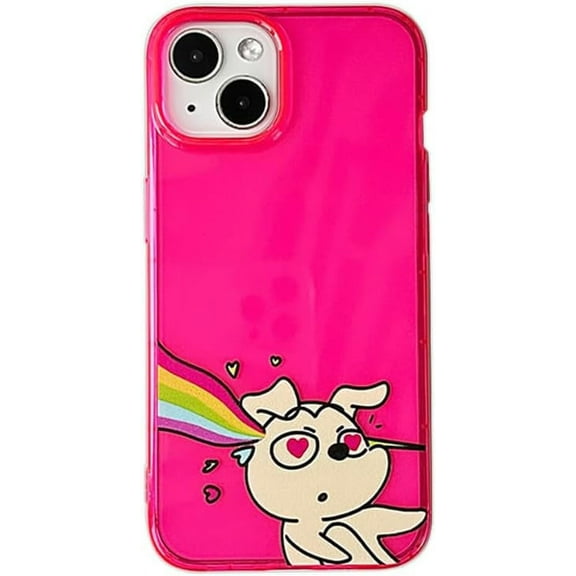 Cute Dog Love Hearts Couples Matching Soft Phone Case Compatible with iPhone Case (Red,iPhone 13 Mini)