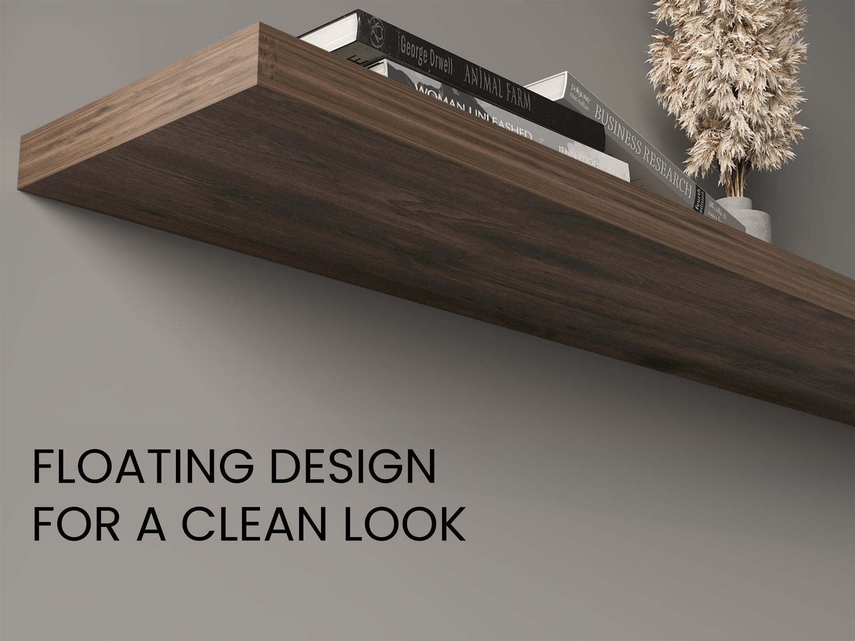 TUHOME Ecco 47-Inch Floating Wall Shelves Set of Two with Hidden Brackets, Space-Saving
