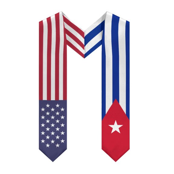More design Graduation shawl Cuba Flag & United States Flag Stole Sash Honor Study Aboard International Students