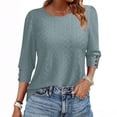 thumbnail image 3 of yoeyez 3/4 Length Sleeve Women Tops Buttons Trim Hollow Out Tunic Breathable Summer Tees Shirts Holiday Beach Outfits Gray,XXL, 3 of 7