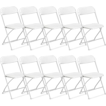 Ktaxon 10 Pack Commercial Plastic Folding Chairs Stackable Wedding Party Chairs Portable Chairs for Outdoor and Indoor, White