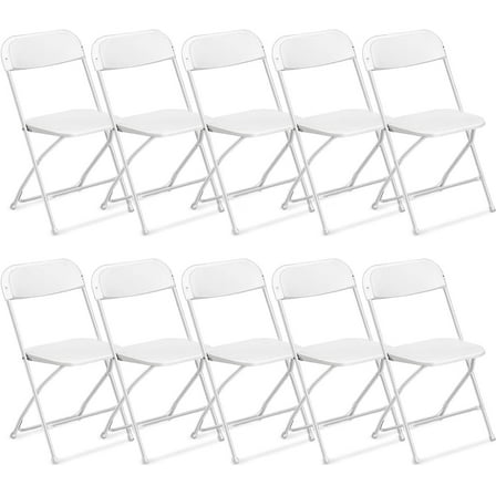 Ktaxon 10 Pack Commercial Plastic Folding Chairs Stackable Wedding Party Chairs Portable Chairs for Outdoor White