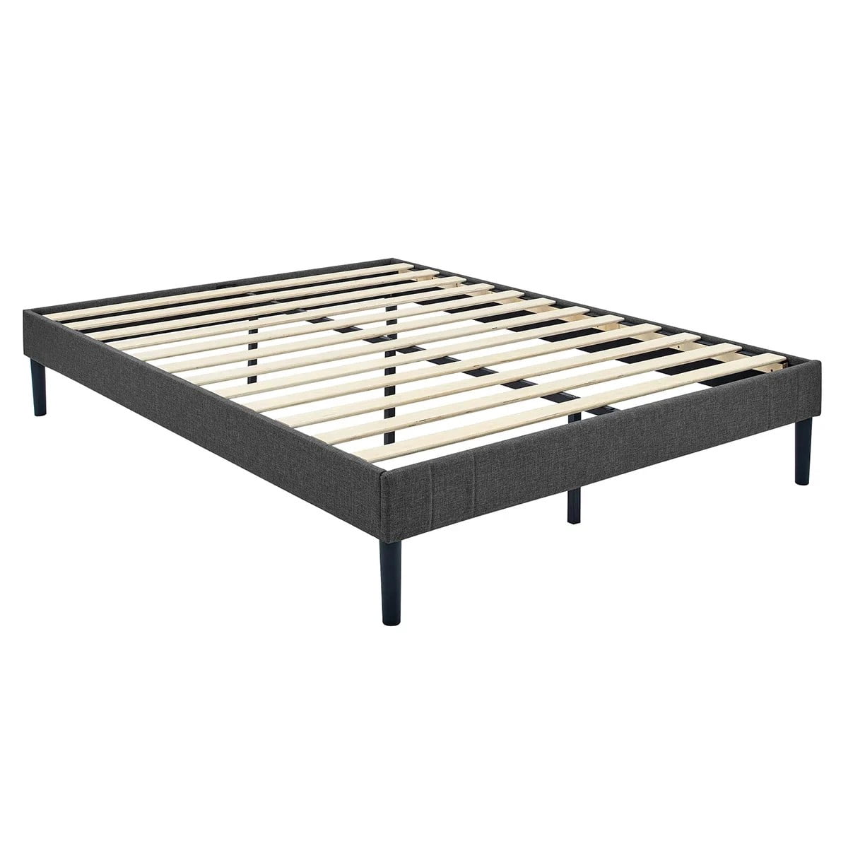 AENKYO Upholstered Platform Bed Frame with Wooden Slat Support, Twin