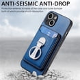 thumbnail image 2 of For Iphone 15 Plus Skin Feel Ring Holder Wallet Magnetic Phone Case(Blue),iPhone 16 Pro, 2 of 8