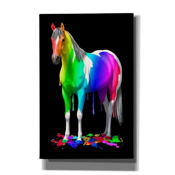 Epic Graffiti 'Rainbow Paint Horse' by Crista Forest, Canvas Wall Art, 26"x40"