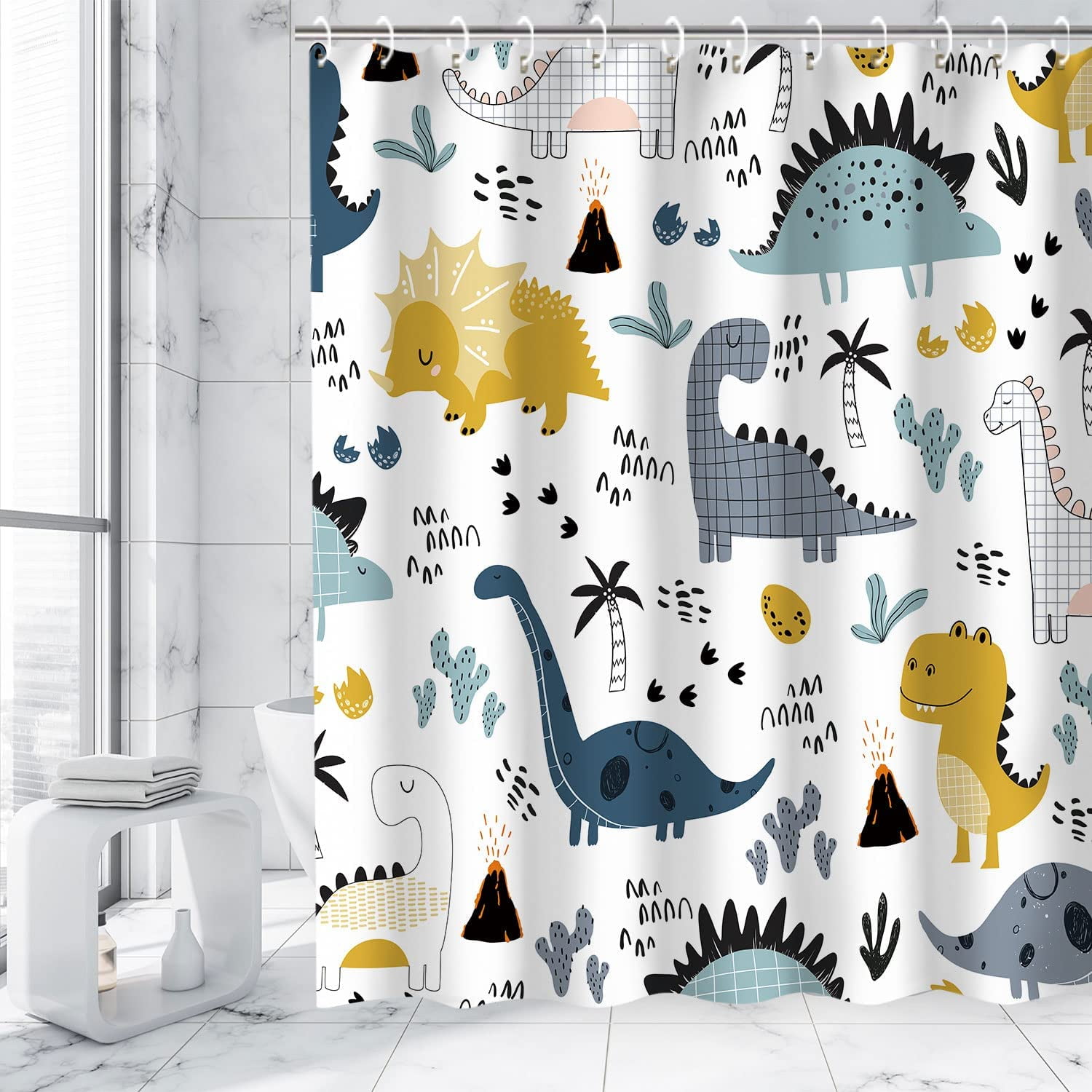 Kids Shower Curtain, Girls Shower Curtain, Boys Shower Curtain, Funny Words Teen Motivational Shower Curtains, 72W x 72H inch Extra Long Wide Shower Curtain with Hooks Kids Bathroom Decor