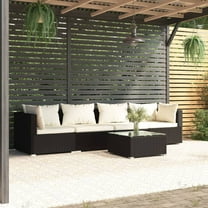 vidaXL Patio Furniture Set 5 Piece with Cushions Poly Rattan Black