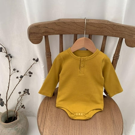 

OQC Baby Unisex Solid Color Round Neck Long Sleeves Rompers Jumpsuit