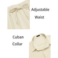 thumbnail image 3 of Coshow Men's Linen 2 Piece Set Long Sleeve Button Down Cuban Shirt and Pants Casual Summer Beach Outfit, 3 of 5