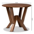 thumbnail image 7 of Bowery Hill Rubberwood Walnut Brown Dining Table Round Sculptural Base 35.4" Unassembled, 7 of 7