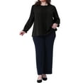 thumbnail image 2 of Blusa elegante de oficina de manga larga con puños elásticos para mujeres de tallas grandes Agnes Orinda 2X negra, 2 of 6
