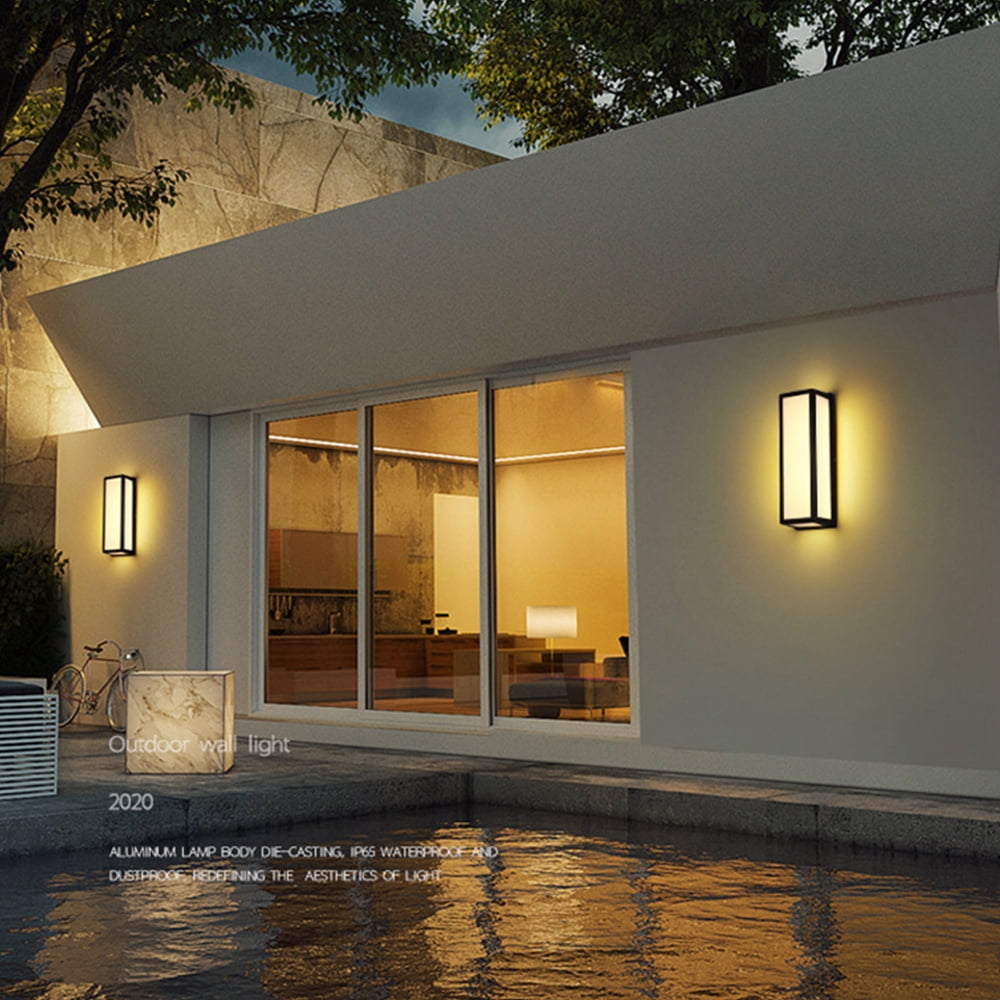 Briignite 50W White LED Outdoor Wall Mount, Modern Porch and Patio Wall Light for Dining Room, Suitable for Garage, Yard,Patio,Use Batteries(Not Included)