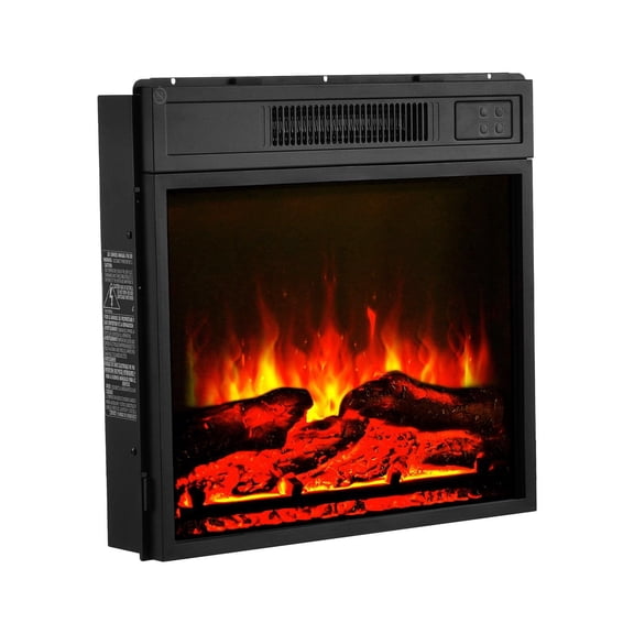 Wall Mount Electric Fireplace 18" - 5000BTU Heater with Adjustable Flame Brightness, 24H Timer & Remote, Recessed Insert, Overheat Protection, Black