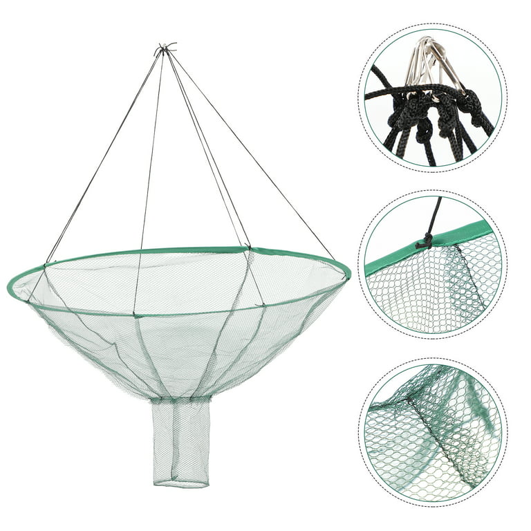 Homemaxs Fishing Net Bait Net Trap Crab Foldable Hand Fish Lobster Bag  Bucket Floating Shrimp Basket Crawfish Landing Cast Keep
