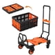 thumbnail image 2 of Portable 2-in-1 folding hand truck dolly con basket, retractable handle, 4 wheels, 330lb capacity - orange para moving & shopping, 2 of 7