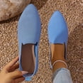 thumbnail image 6 of Gpaecead Women's Knit Flats Pointed Closed Toe Slip On Breathable Lightweight Cushioned Non Slip Loafers With Heel Pull Tab For Work, Blue, 6 of 7