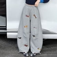 thumbnail image 2 of Xudanell Teen Girl Puppy Baggy Barrel Sweatpants Dachshund Embroidered Wide Leg Drawstring Pants with Pockets for 14-15 Years, 2 of 6