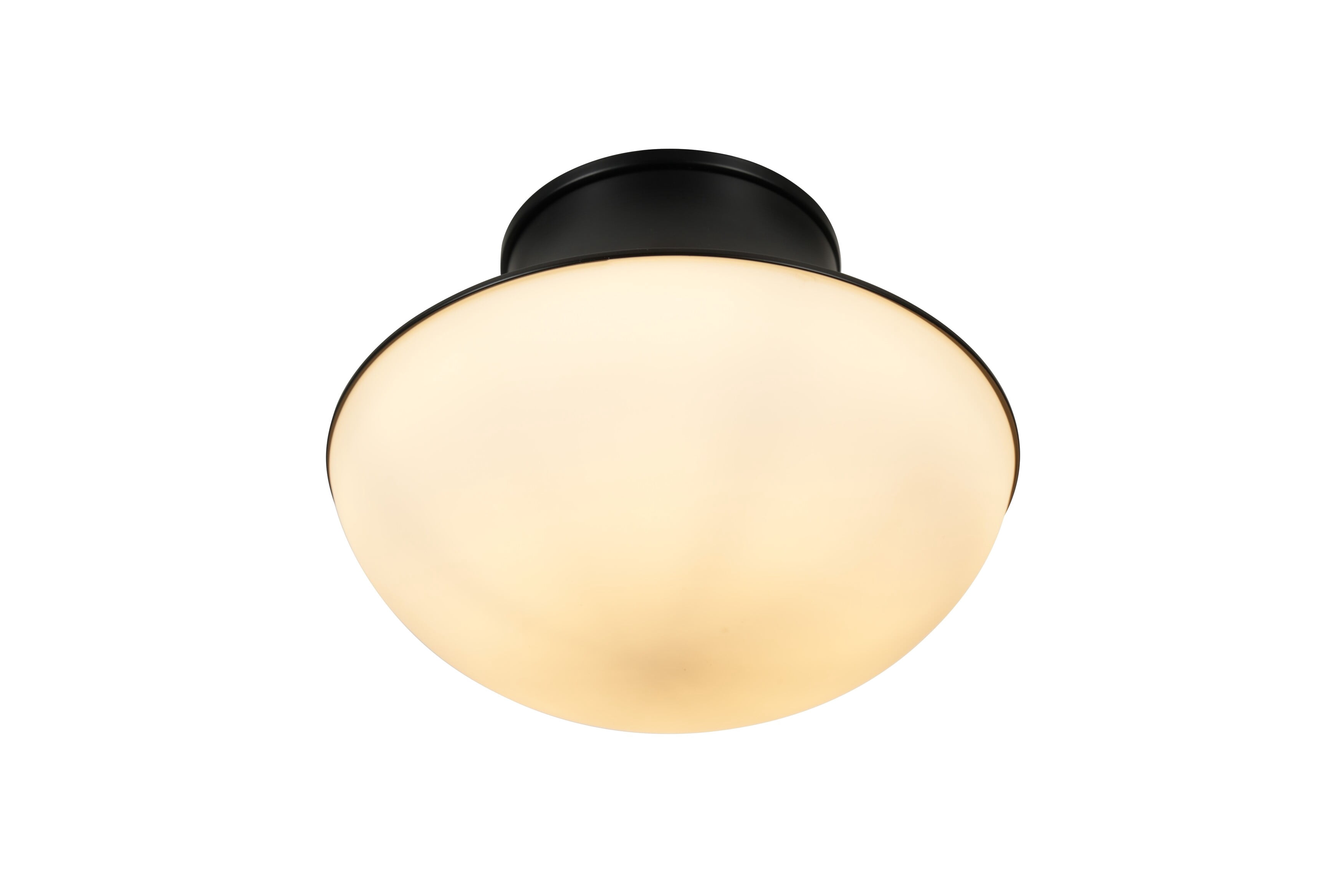 Kenroy Home Chelsea 7'' Flush Mount Ceiling Light Fixture with White Glass Bowl Shade for Entryway, Hallway, Closet, or Bedroom, Black