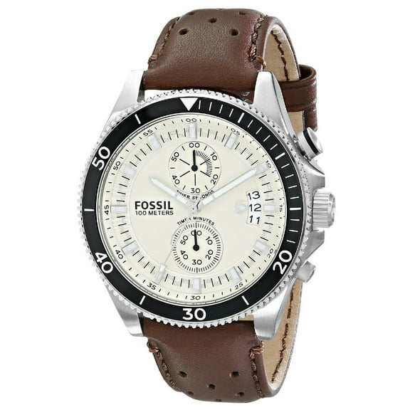 Fossil Wakefield Chronograph Eggshell Dial Brown Leather 45MM CH2943