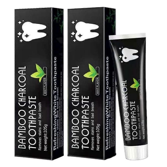 2pcs Bamboo Activated Charcoal Toothpaste Teeth Whitening Fluoride Free 105g