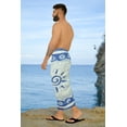 thumbnail image 5 of HAPPY BAY Men's Pareo Standard Surfing Dashiki Sarong Full Beach Wrap One Size Lapis, Sun Summer Vacation Aloha, 5 of 5