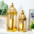 thumbnail image 4 of Set of 2 Decorative Candle Lantern 22"&17" H Outdoor Candle Lanterns Vintage Metal Candle Holder for Garden Living Room Indoor, 4 of 6