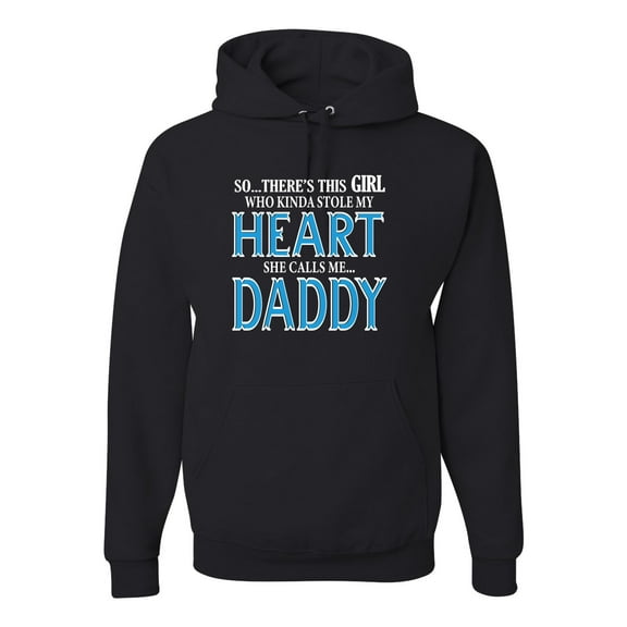 Girl Stole My Heart She Calls Me Daddy Daughter Girl Dad Father Gift | Mens Father's Day Hooded Sweatshirt Hoodie, Black, Small
