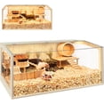 thumbnail image 3 of Hamster Cage Chewproof Wooden  Guinea Pig Cages Mice and Rat Habitat Openable Top with Acrylic Sheets Solid Built, 3 of 5