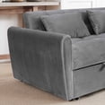 thumbnail image 6 of FFH 65" Convertible Futon Sofa Bed, Pull Out Sofa Bed with Adjustable Backrest, Velvet Loveseat Sleeper Sofa for Living Room, Dark Gray, 6 of 8