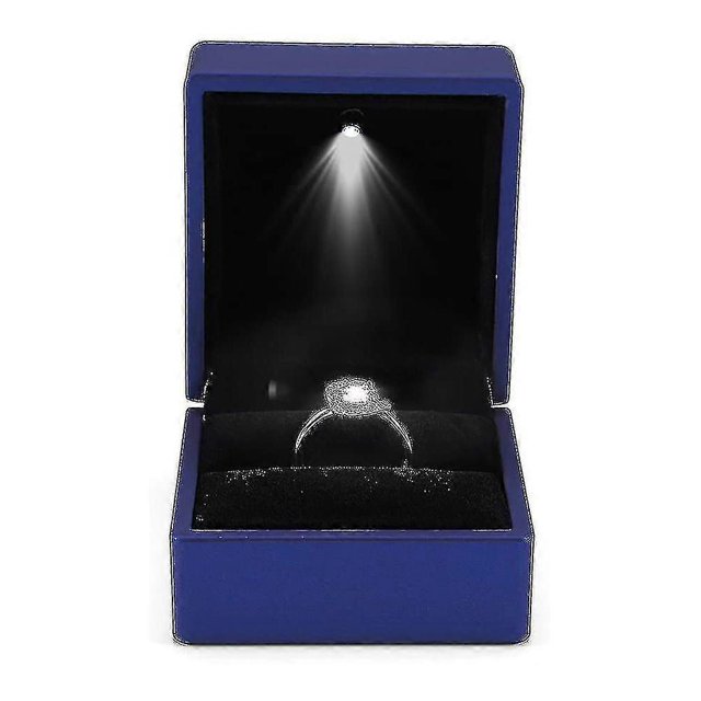 Caja de anillo con luz LED Yashi Estuche de regalo para pendientes anillos de boda joyas Azul