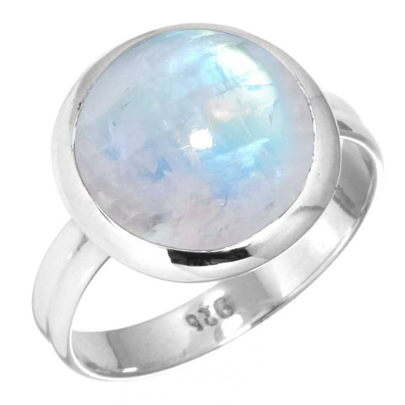 925 Sterling Silver Women Jewelry Natural Rainbow Moonstone Ring