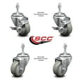 thumbnail image 2 of 3 Inch Gray Polyurethane Wheel Swivel 10mm Threaded Stem Caster Set 2 Brakes, 2 of 2