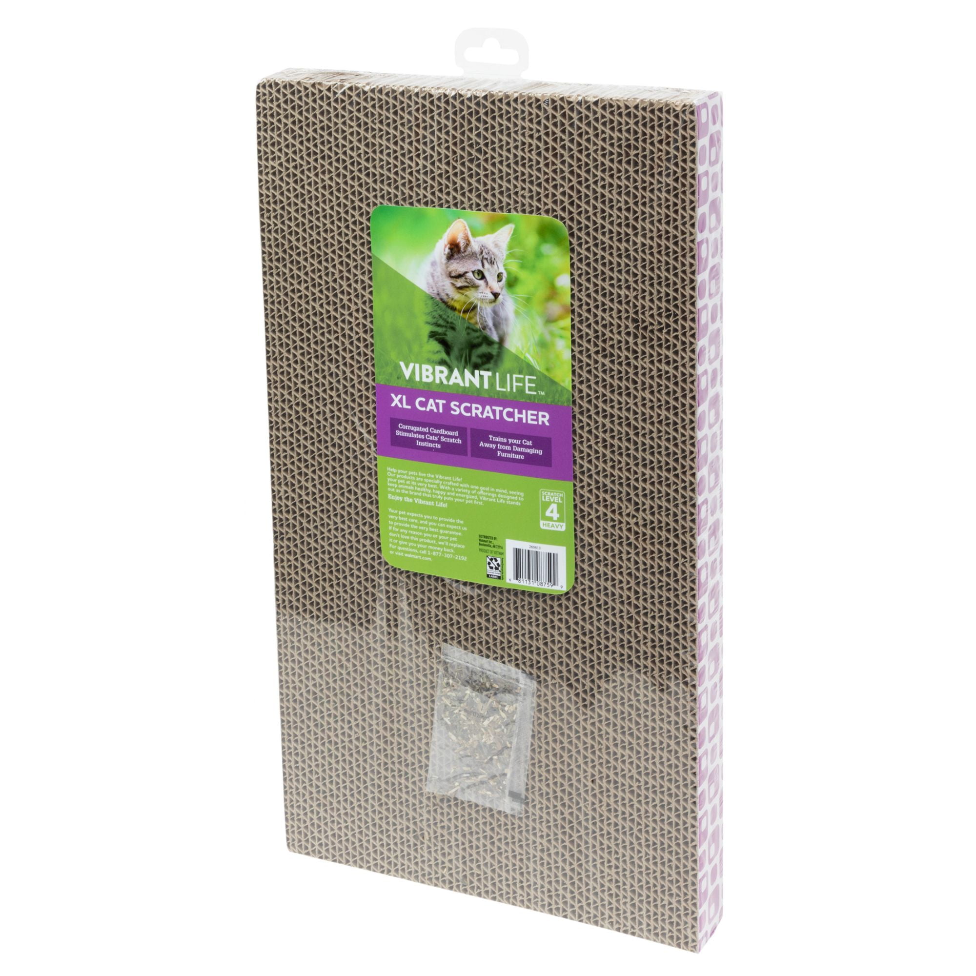 Vibrant Life Durable Corrugated Cardboard Cat Scratching Pad, Multicolored, XL