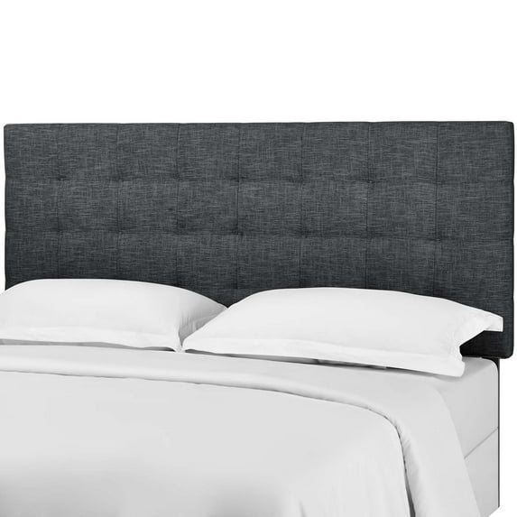 Contemporary Modern Urban Designer Bedroom King Size Tufted Headboard, Fabric, Grey Gray