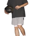 thumbnail image 3 of Pantalones cortos para hombre, bolsillos laterales con cordón, pantalones deportivos informales de corte holgado para entrenamiento en casa M Gris, 3 of 8