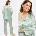 thumbnail image 3 of Fishers Finery Women's 100% Pure Mulberry Silk Long Pajama Set with Gift Box (Lt Grn, M Petite), 3 of 4