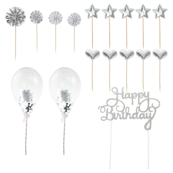 17 Pcs Birthday Cake Picks Decorative for Kids