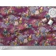 thumbnail image 3 of Soimoi Pink Rayon Fabric Leaves,Floral & American Robin Bird Print Fabric by Yard 42 Inch Wide, 3 of 3