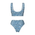 thumbnail image 6 of Rocae Ocean on Striped for Bikini Set for Women Two Piece Sexy High Swimsuits Split Crossover Bikini Large, 6 of 9