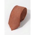 thumbnail image 3 of 1pc Men's Trendy Solid Coral Orange Plush Soft Textured Necktie For Party Festival Occasions, 3 of 5
