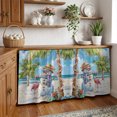 thumbnail image 3 of Coastal Snowman Christmas Cabinet Curtain 32"Wx55"L, Dustproof Pantry Door Curtain with Self Adhesive Tape, Xmas Tree Flamingo Beach Tall Storage Cover Privacy Drape for Bathroom Kitchen Laundry Room, 3 of 9