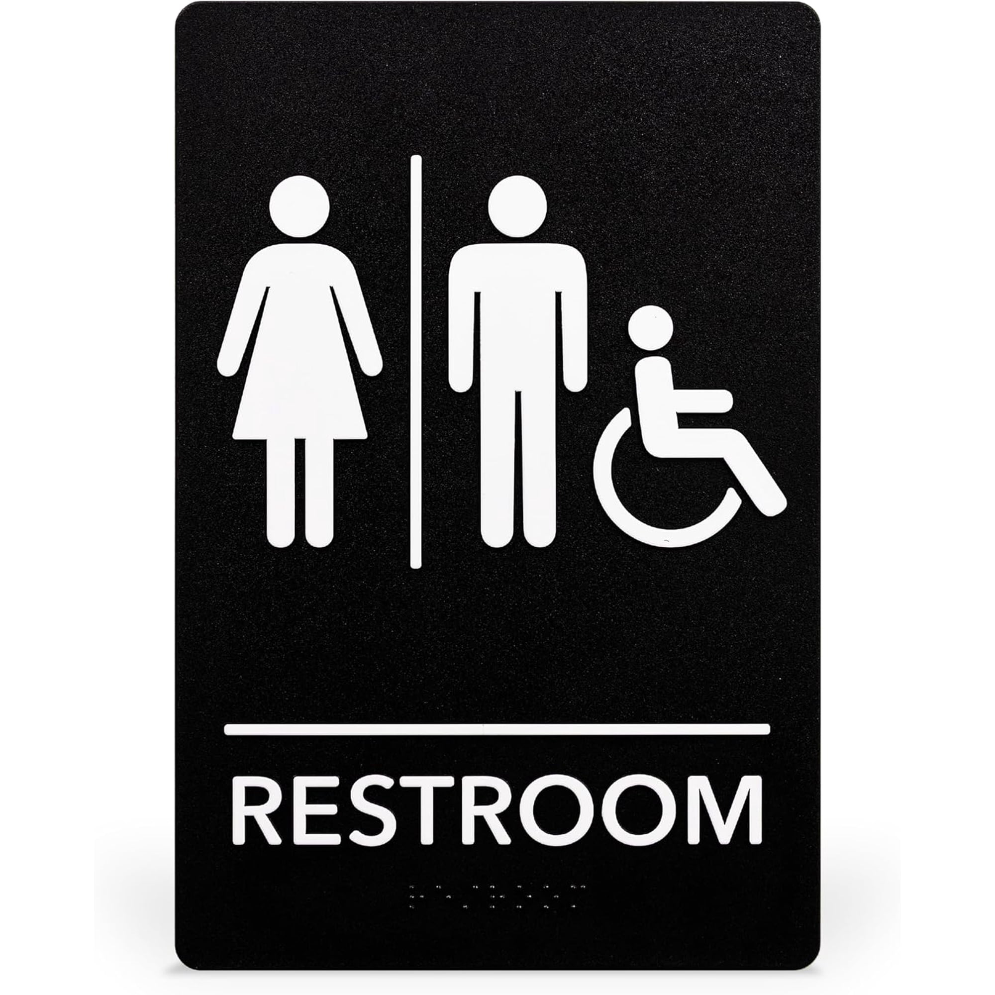 ExcelMark Restroom Sign - ADA Compliant Braille Bathroom Sign with Double-Sided Tape, 9 x 6 Inch (Unisex Handicap)