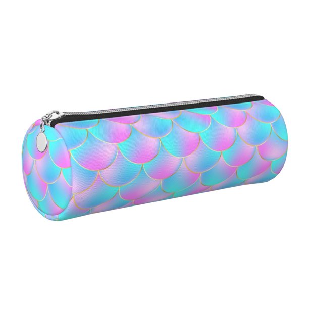 Disketp Purple Dragon Scales Estuche Organizador de Lápices de Cuero, Estuche de Oficina con Cremallera para Bolígrafo y Lápiz