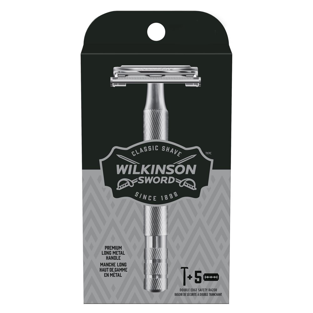 Wilkinson Sword Men's Double Edge Safety Razor, 1 Handle + 5 Refills