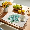 thumbnail image 5 of Placemats Set of 4, Turquoise Succulent Place Mats Green Leaves Ferns Plants Tablemats Washable Placemat Table Decoration for Kitchen Table Dinner Party Home Decor Indoor Outdoor 13x19 Inch, 5 of 9