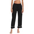thumbnail image 2 of FUNUONY Big Sale! Womens Satin Pajama Pants Casual Loose Lounge Pants Elastic Waist Wide Leg Pj Bottoms Pant Pants Women Satin Long Nightwear Lace Trim Cami Pajama Strap Sleepwear Black S, 2 of 6