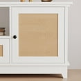 thumbnail image 4 of Modern Boho Rattan TV Stand for 65-70 Inch TV - 2 Cabinets, Adjustable Shelf, Drawer - White Media Console Table with Storage for Living Room or Bedroom - Lishuijiao, 4 of 8