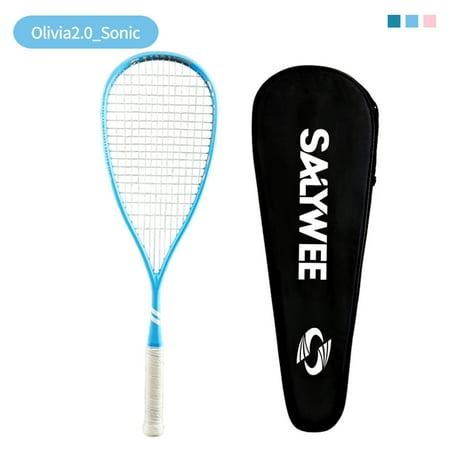 SALYWEE Professional Full Carbon Fiber Olivia 2.0 Series Squash Racquet with Free Bag Tension 55-60lbs Shock-Dampening Sporting Goods for Indoor and Outdoor Games