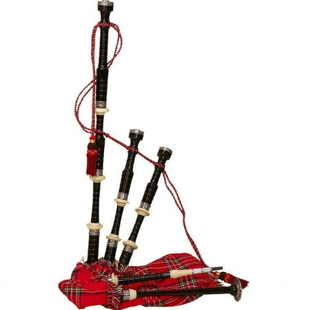 Ebony Bagpipe with Red Tartan Cover by Medieval Collectibles